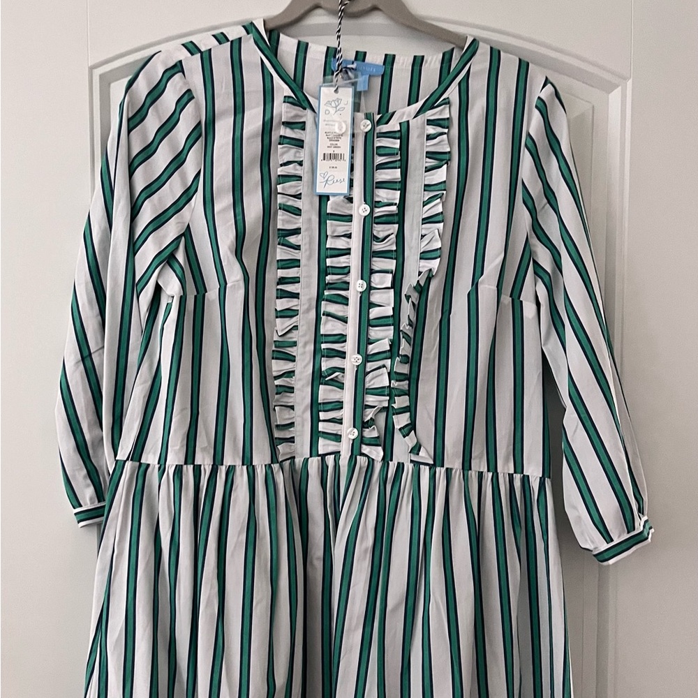 Mint Green Striped Ruffle Dress